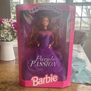1995 Vintage Barbie Doll "Purple Passion" Sparkle Gown Doll - Purple Dress